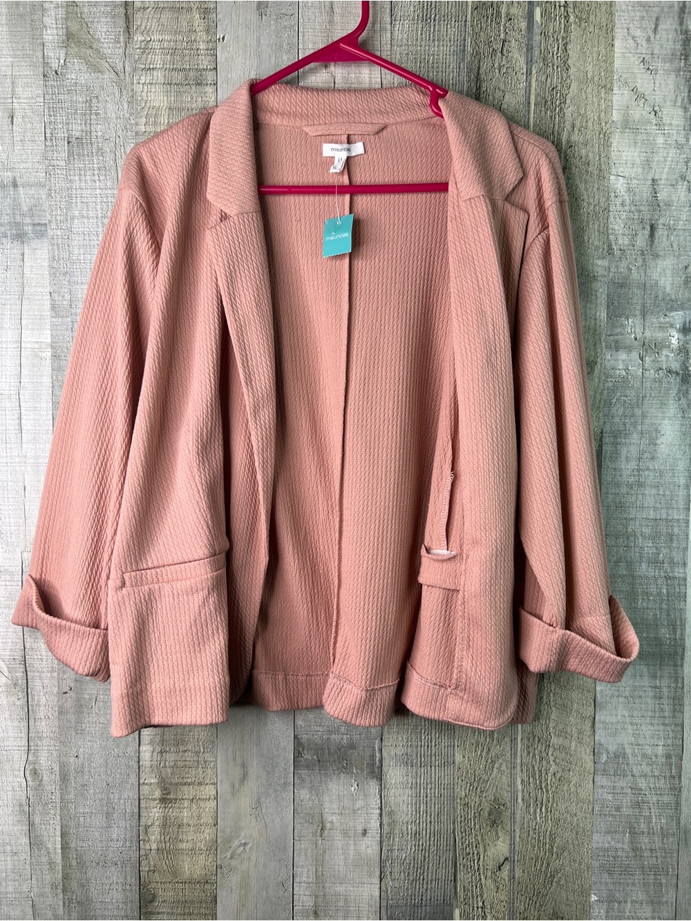 Maurice’s XL Ribbed Textured Open Front w/3/4 Sleeves w/Cuff